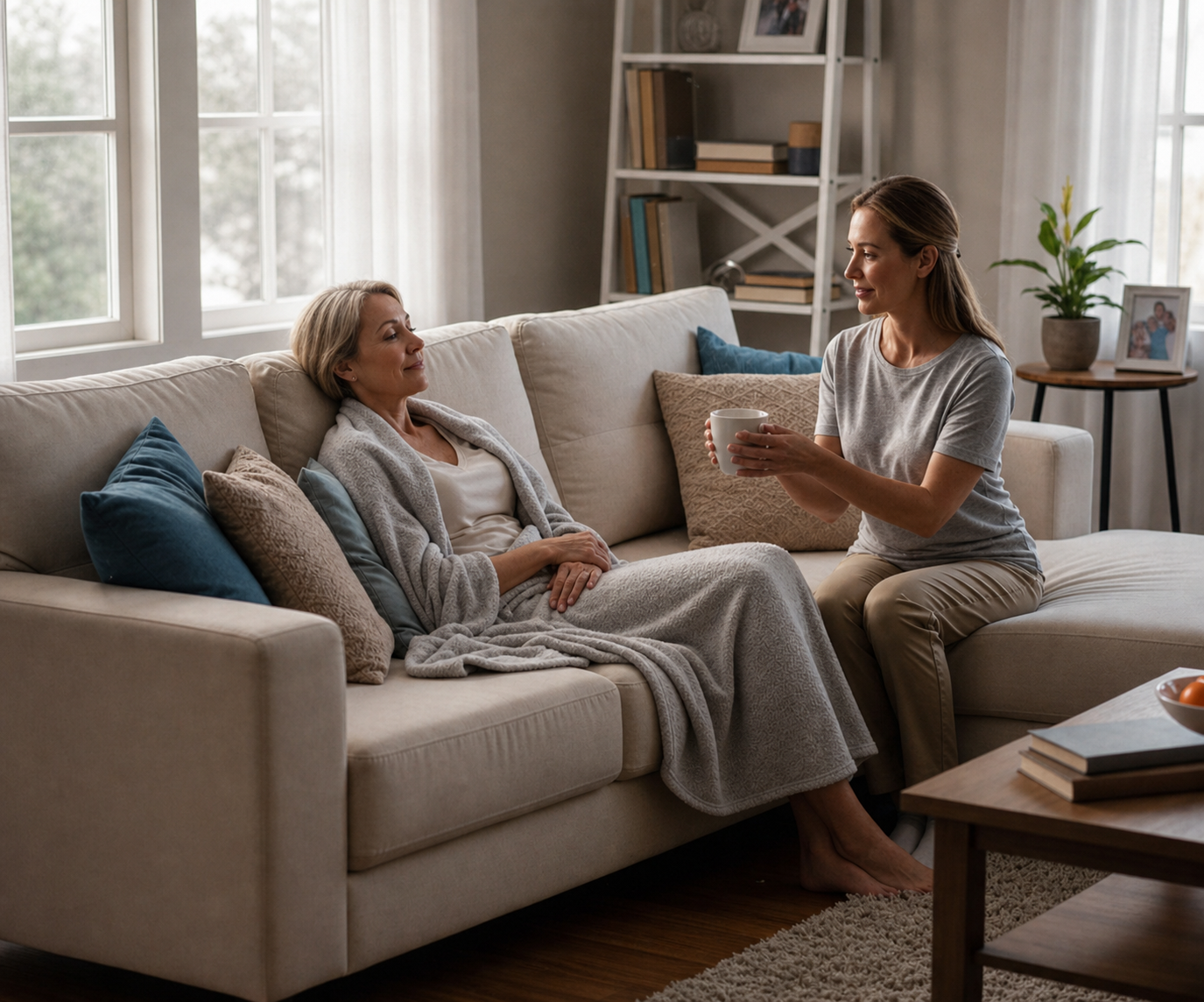 Family gathered together at home